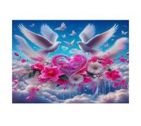 Flowers Heart Doves 1000 Pieces Mini Jigsaw Puzzle for Adults