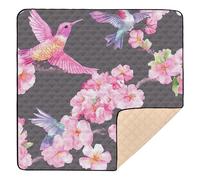 Flowers Hummingbirds 1_3 Soft Thick Baby Play Mat for Indoor Outdoor Non-Toxic Baby Kick Crawling Mat for Babies Infants Toddlers, 50'' x 50''