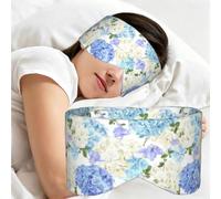 Flowers Hydrangea White Navy Blue Gradient, Sleep Mask for Home Travel, Full Eye Covers Light Blocking Eye Mask Sleep Eye and Ear Muffs