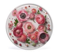 Flowers in A Circle Round Wall Art Hanging Decorations, Wall Decor Modern Minimalist Artwork, Tin Sign Hanging Picture for Living Room, Bedroom, Office, Hallway, 11.8x11.8 Inch