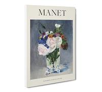 Flowers In A Crystal Vase By Edouard Manet Canvas Print | Gallery Wrapped 30mm Frame Wall Art | 20x14 inches | Ready to Hang | Classic Floral Picture | Living Room Bedroom Lounge Office