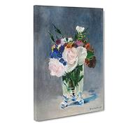 Flowers In A Crystal Vase By Edouard Manet Canvas Print | Gallery Wrapped 30mm Frame Wall Art | 30x20 inches | Ready to Hang | Classic Floral Picture | Living Room Bedroom Lounge Office