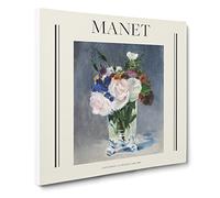 Flowers In A Crystal Vase By Edouard Manet Exhibition Museum Classic Painting Canvas Wall Art Print Ready to Hang, Framed Picture for Living Room Bedroom Home Office Décor, 14x14 Inch (35x35 cm)