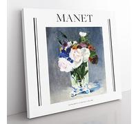 Flowers In A Crystal Vase By Edouard Manet Exhibition Museum Classic Painting Canvas Wall Art Print Ready to Hang, Framed Picture for Living Room Bedroom Home Office Décor, 35x35 cm (14x14 Inch)