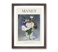 Flowers In A Crystal Vase By Edouard Manet Exhibition Museum Painting Framed Print | A2 Walnut Framed Wall Art | Ready to Hang | Modern Floral Picture | Living Room Bedroom Lounge Office