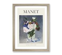 Flowers In A Crystal Vase By Edouard Manet Exhibition Museum Painting Framed Print | A3 Oak Framed Wall Art | Ready to Hang | Modern Floral Picture | Living Room Bedroom Lounge Office