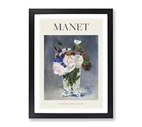 Flowers In A Crystal Vase By Edouard Manet Exhibition Museum Painting Framed Wall Art Print, Ready to Hang Picture for Living Room Bedroom Home Office Décor, Black A3 (34 x 46 cm)