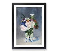 Flowers in A Crystal Vase by Edouard Manet Framed Wall Art Print A2 Black