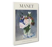 Flowers in A Crystal Vase Edouard Manet Canvas Print | Gallery Wrapped 30mm Frame Wall Art | 30x20 inches | Ready to Hang | Contemporary Floral Picture | Living Room Bedroom Lounge Office