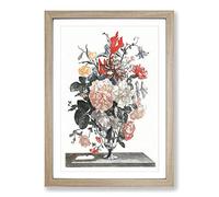 Flowers in a Glass Vase by Johan Teyler Framed Print | A2 Oak Framed Wall Art | Ready to Hang | Modern Floral Picture | Living Room Bedroom Lounge Office