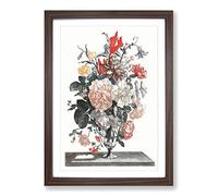 Flowers in a Glass Vase by Johan Teyler Framed Print | A2 Walnut Framed Wall Art | Ready to Hang | Modern Floral Picture | Living Room Bedroom Lounge Office