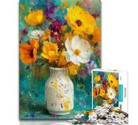 Flowers in A Vase Painting 1000 Piece Jigsaw Puzzles for Teenagers Gifts,Stress Reliever Difficult Challenge Enhance Love between Couples (38x26cm)