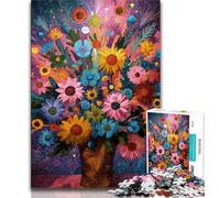 Flowers in A Vase Painting Jigsaws Puzzles 1000 Pieces for Teenagers Gifts,Stress Reliever Difficult Challenge Enhance Love between Couples 38x26cm