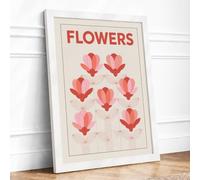 Flowers in Bloom Botanical Framed Wall Art Print A3 (42×29.7cm) White, Wall Decor for Living Room, Bedroom, Office & Home, Ready to Hang, Art Gift