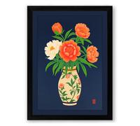 Flowers in Ceramic Vase Botanical Framed Wall Art Print A1 (84.1×59.4cm) Black, Wall Decor for Living Room, Bedroom, Office & Home, Ready to Hang, Art Gift
