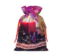 Flowers In Fountain Massage Stones And Bamboo Print Drawstring Bags Burlap Gifts Bag With Drawstring Gift Bags For Wedding/Party/Festival/Storage