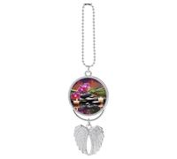 Flowers in Fountain Massage Stones Car Hanging Ornament Rear View Mirror Pendant Lucky Presents Hanging Ornament Funny Car Pendant for Office Auto Home Decoration, One size, Zinc