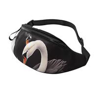 Flowers in Fountain Massage Stones Fanny Pack for Men Women Sling Backpack,Crossbody Waist Bag Pack,Everywhere Belt Bag Phone Bag, Black White Swan Love Heart, One Size