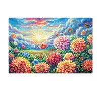 Flowers in Full Bloom 1000 Piece Pack Classic Jigsaw Puzzle Couple Puzzle Partners Ultra Difficult Wall Decor Easter New Year Paperboard Material 1000 PCS