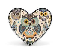 Flowers in Shopping Cart Lapel Pin Cute Heart Brooch Badge Fashion Tie Tack Pin for Hats, Clothing, Bags Unique Accessories Gift for Men & Women, Color owl pattern, Love form