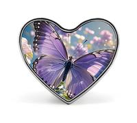 Flowers in Shopping Cart Lapel Pin Cute Heart Brooch Badge Fashion Tie Tack Pin for Hats, Clothing, Bags Unique Accessories Gift for Men & Women, Beautiful Purple Butterfly Art, Love form