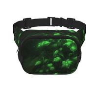 Flowers in the light of the night Square double - layer fanny pack with adjustable shoulder strap - travelling fanny pack - perfect for outdoor sports, Black, One Size