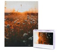 Flowers in The Sunset Puzzle for Adults 500 Pieces Personalized Jigsaw Puzzles from Photos, Challenging Puzzle Perfect for Game Nights, Wooden Puzzles Gift for Holiday Birthday