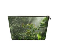 Flowers in Tropical Rainforest Print Makeup Bag, Small Travel Cosmetic Bag Toiletry Bag Portable Makeup Pouch with Gold Zipper for Women Girls