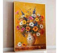 Flowers In Vase Wall Art Colorful Flowers Picture White Daisy Picture Farmhouse Floral Picture Still Life Painting Rustic Floral Painting Vintage Botanical Living Room Decor 16x24inch No Frame