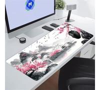 Flowers Japanese Scenery Large Gaming Mouse Pad, XXL Extended Gamer Mouse Mat with Stitched Edges, 23.6x15.7x0.12 inch Non-Slip Rubber Base Gaming Desk Mat, Big Long Mousepad for Work, Game, Office