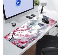 Flowers Japanese Scenery Large Gaming Mouse Pad, XXL Extended Gamer Mouse Mat with Stitched Edges, 31.5x15.7x0.12 inch Non-Slip Rubber Base Gaming Desk Mat, Big Long Mousepad for Work, Game, Office