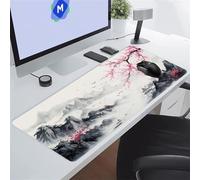 Flowers Japanese Scenery Large Gaming Mouse Pad, XXL Extended Gamer Mouse Mat with Stitched Edges, 47.2x23.6x0.12 inch Non-Slip Rubber Base Gaming Desk Mat, Big Long Mousepad for Work, Game, Office