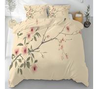 Flowers King Size Duvet Cover Sets Oriental Aesthetics Premium Polyester Cotton Reversible Kingsize Duvet Cover Sets - Soft Quilt Cover King Size Bedding Set With Zipper PA64