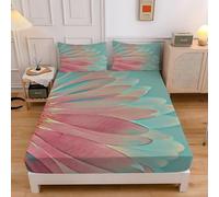 Flowers King Size Fitted Sheets Light Blue Pattern Fitted Sheet - Deep Pocket 30cm Soft Microfibre Fabric - Shrinkage and Fade Resistant Bedding - Bottom Sheet sd1560