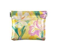Flowers Lily Daisy Iris Yellow Women's PU Leather Coin Purse Portable Change Holder Card Organizer for Lady, Flowers Lily, Daisy, Iris, Yellow, One Size, Modern