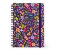 LEGAMI - Spiral Notebook with 7 mm Ruling, Flowers, A4 Format, Large, FSC Certified Paper, Includes 1 Sheet of Stickers, 160 Pages, Elastic Closure, 15 x 21 cm