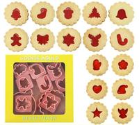 Flowers Linzer Cookie Cutters, 10 Pcs Mini Biscuit Cutters Plastic, 32 Styles Linzer Molds Mini Tulip Four Leaf Clover Shape for Christmas Easter Party Baking