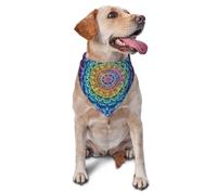 Flowers Mandala Violet Blue Printed Graphic Pet Triangle Scarf For Dogs & Cats, Adjustable Cute Pet Bandana For & Photo Shoots