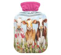 Flowers Meadow Cows Blue tag3 Hot Water Bottle with Cover for Pain Relief tag1 for tag2, 2L