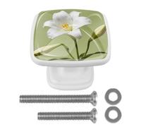 Flowers Meet Life, Softly and tenderlyRound Corner Square Drawer Pulls,Stainless Steel Cabinet Handles, Matte Black Furniture Knobs