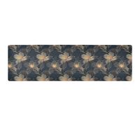 Flowers Metal Vintage Gold Pattern Long Trivets for Hot Pots and Pans, Heat Resistant Table Mats and Waterproof Insulation for Hot Plate 39.40“X 11.80”, Rubber