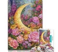 Flowers Moon Jigsaw Puzzles for Adults 1000,for Educational Game Challenge Toy for Is Ideal As A Gift for The Whole Family 50x75cm