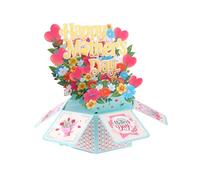 Flowers Mother Pop Up Card Set, Funny Mothers Greeting Cards with Message Paper & Envelope Brilliant Three-Dimension Flowers Bloom Design for Mom (Style C)