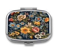 Flowers of Different Sizes Pill Box Medicine Pill Organizer Small Pill Case Travel Pill Container Portable Pill Case for Pocket 2 Compartment Pill Holder Pill Boxes for Travel
