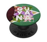 Flowers of Guyana Word Art - Guyanese Pride PopSockets Adhesive PopGrip