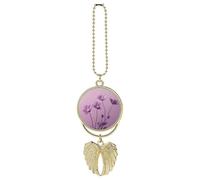 Flowers on Purple Background Car Pendant，Cute and Cool Creative New Car Accessories，Nostalgic Retro Auto Rear View Hanging Decoration，for Both Men and Women