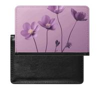 Flowers on Purple Background Passport Holder,Compact Lightweight Waterproof Passport Cover, Portable Stylish Travel Wallet Accessories for Women Men