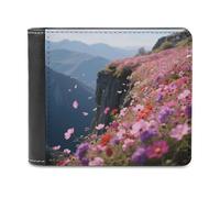 Flowers on The Cliff Bifold Wallet for Men & Women,Small Wallets Secure And Durable,Front Pocket Wallet for Gift