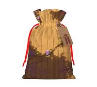 Flowers On The Wooden Fence Holiday Bag - Holiday Print Drawstring Bag, Perfect For Holidays, Birthdays, And Party Favors