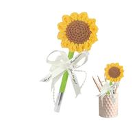 Flowers on Top Pens - Sunflower Crochet Handmade Knitting Pen Long Lasting Decorative Stationery | Cute Writing Tool for Girls, Women, Teachers, Offices